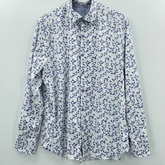 Robert Graham Men's Clarksville Long Sleeve Shirt, Button Down Geo Pattern Sz. L - Picture 1 of 10